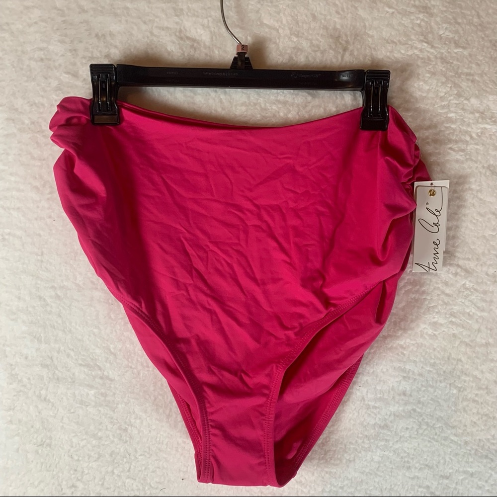 Anne Cole Women's High-Waist‎ Bikini Swim Bottom Pink Plus Size 18W NWT 4810